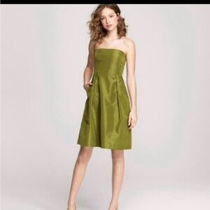 J.Crew green straplessf 100% silk dress women’s 6